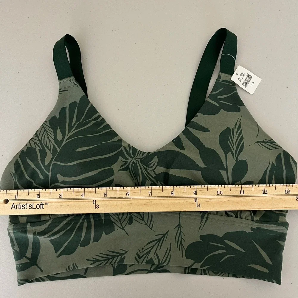OFFLINE by Aerie Real Me Green Tropical Palm Print Sports Bra‎ Medium Support S